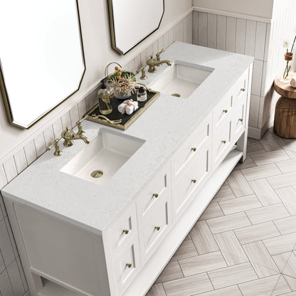 Renovate for Less Atlanta Breckenridge 72" Double Vanity, Bright White w/ 3 CM Lime Delight Top