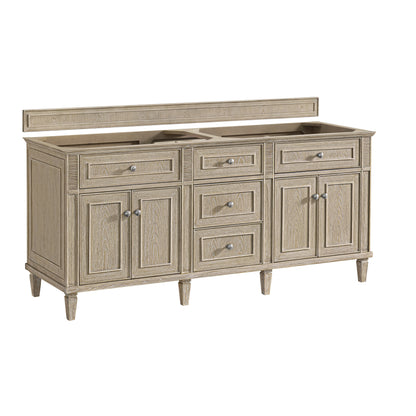 Renovate for Less Atlanta Lorelai 72" Double Vanity, Whitewashed Oak, w/ 3 CM Siberian Silestone Top