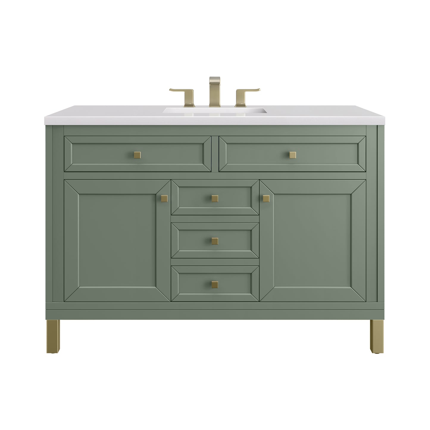 Renovate for Less Atlanta Chicago 48" Single Vanity, Smokey Celadon, w/ 3 CM White Zeus Silestone® Top