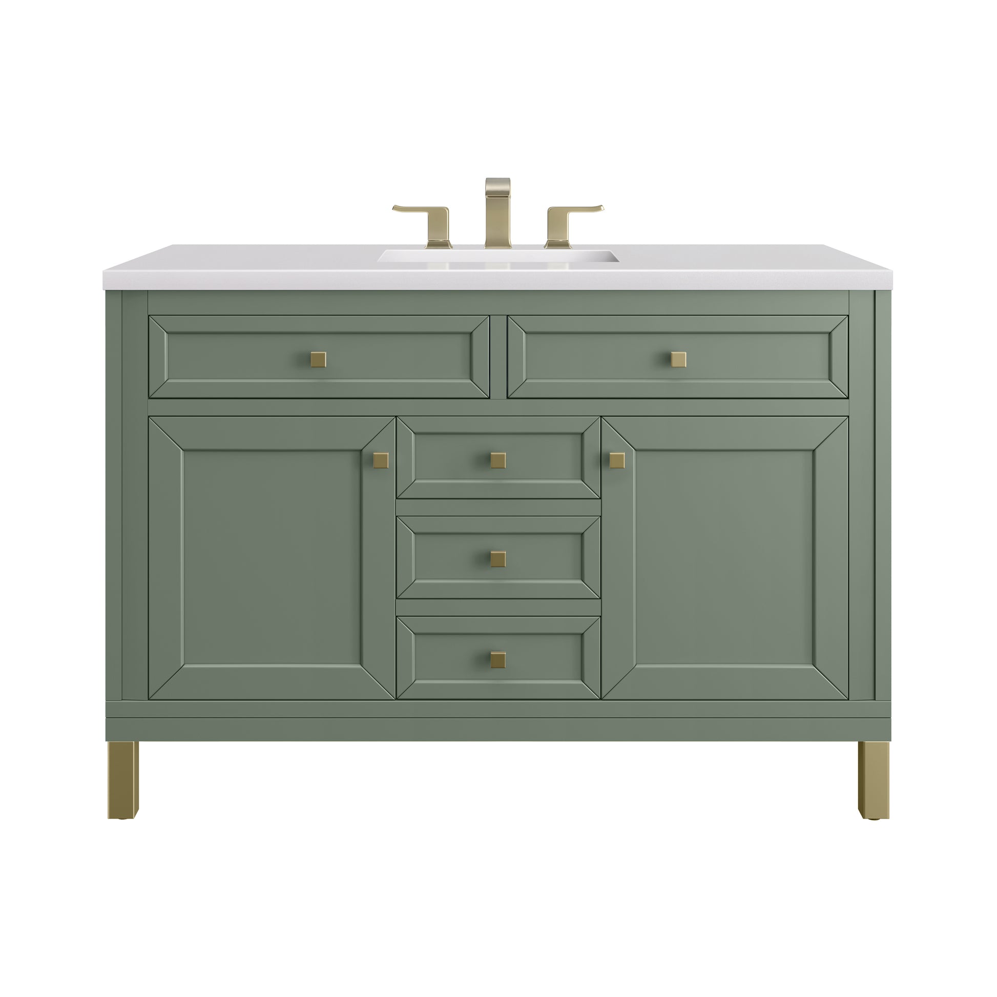 Renovate for Less Atlanta Chicago 48" Single Vanity, Smokey Celadon, w/ 3 CM White Zeus Silestone® Top