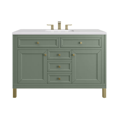 Renovate for Less Atlanta Chicago 48" Single Vanity, Smokey Celadon, w/ 3 CM White Zeus Silestone® Top