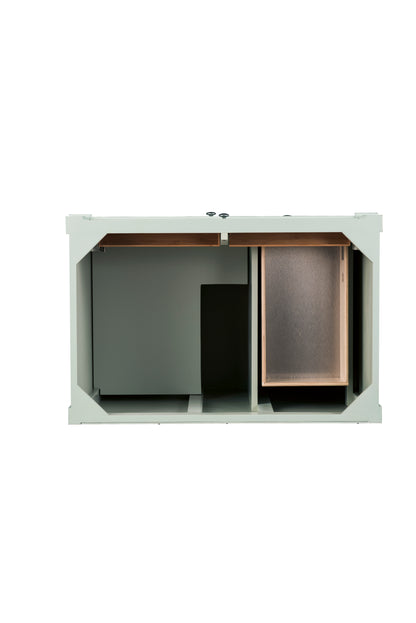 Renovate for Less Atlanta Brittany 36" Single Vanity, Sage Green w/ 3 CM Victorian Silver Silestone Top