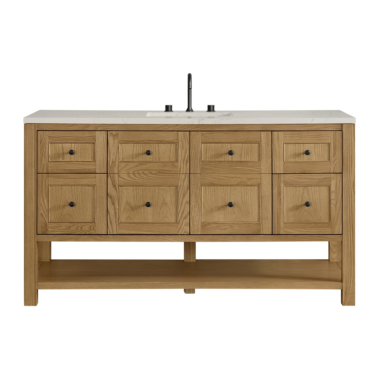 Renovate for Less Atlanta Breckenridge 60" Single Vanity, Light Natural Oak, w/ 3 CM Siberian Silestone Top
