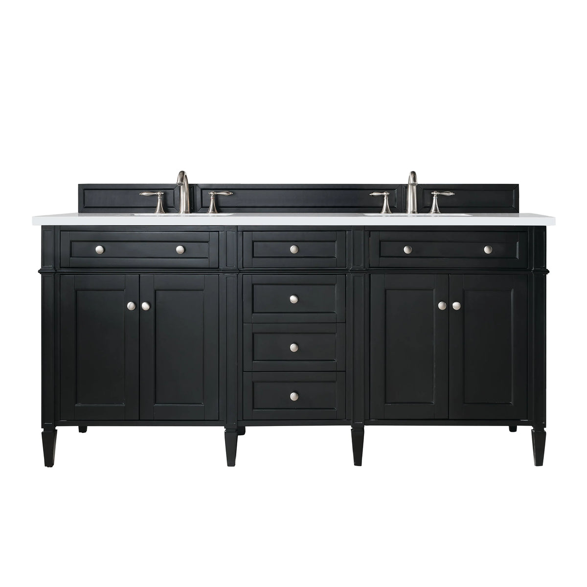 Brittany 72" Double Vanity, Black Onyx w/ 3 CM White Zeus Silestone Top