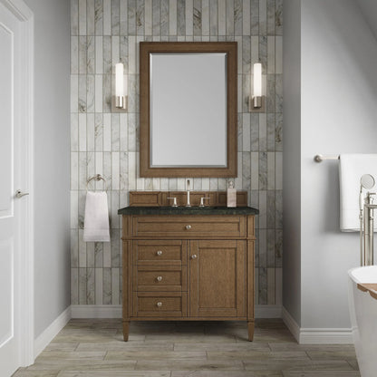Brittany 36" Single Vanity, Saddle Brown, w/ 3 CM Phantome Eclos Top