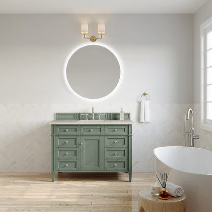 Renovate for Less Atlanta Brittany 48" Single Vanity, Smokey Celadon, w/ 3 CM Siberian Silestone Top