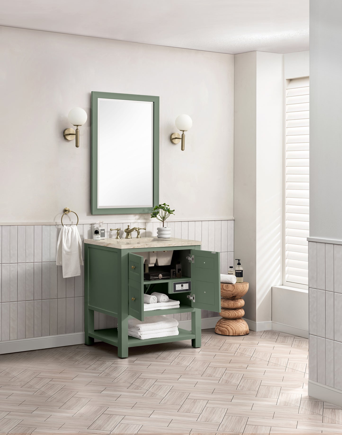 Renovate for Less Atlanta Breckenridge 30" Single Vanity, Smokey Celadon, w/ 3 CM Tajnar Eclos Top