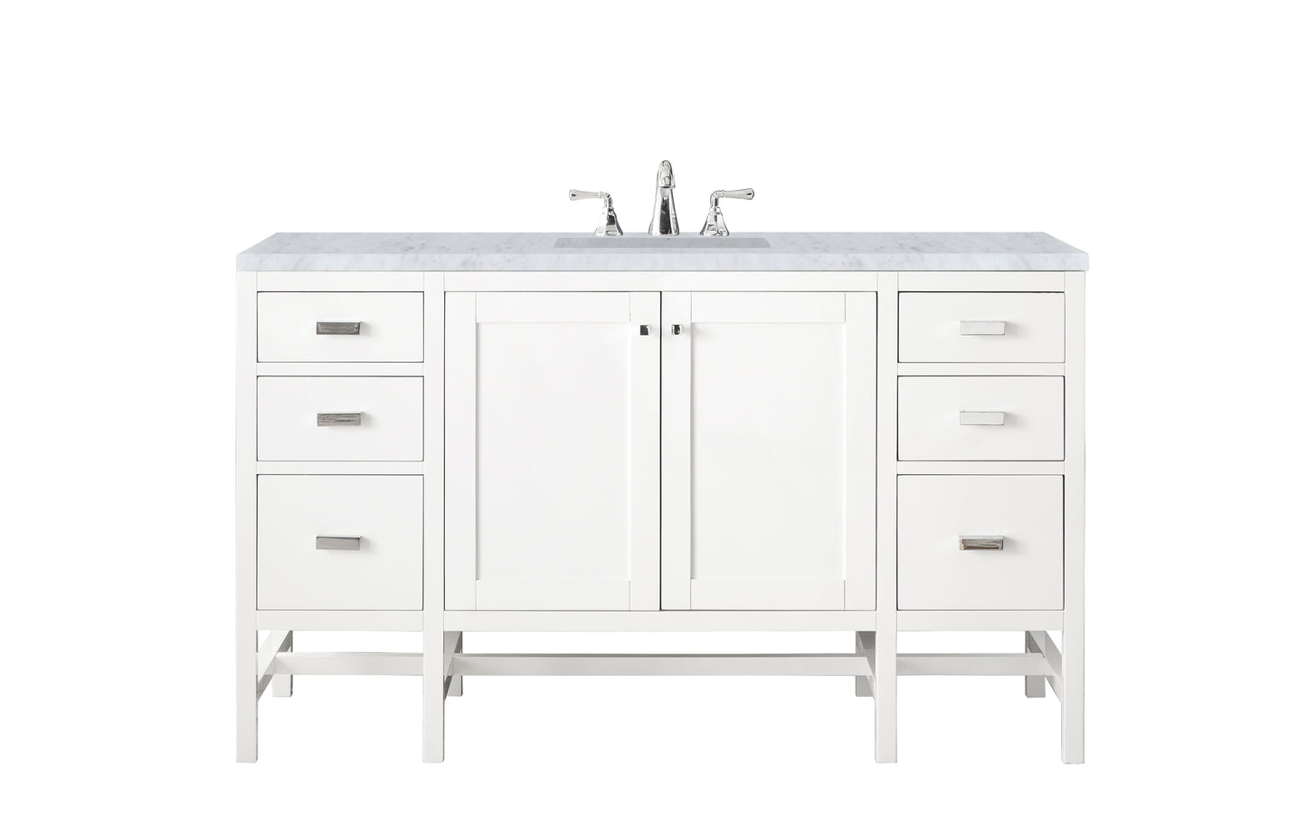 Addison 60" Single Vanity, Glossy White w/ 3 CM Carrara White Top