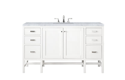 Addison 60" Single Vanity, Glossy White w/ 3 CM Carrara White Top