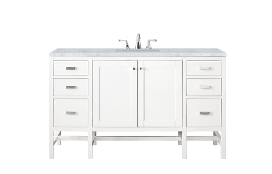 Addison 60" Single Vanity, Glossy White w/ 3 CM Carrara White Top