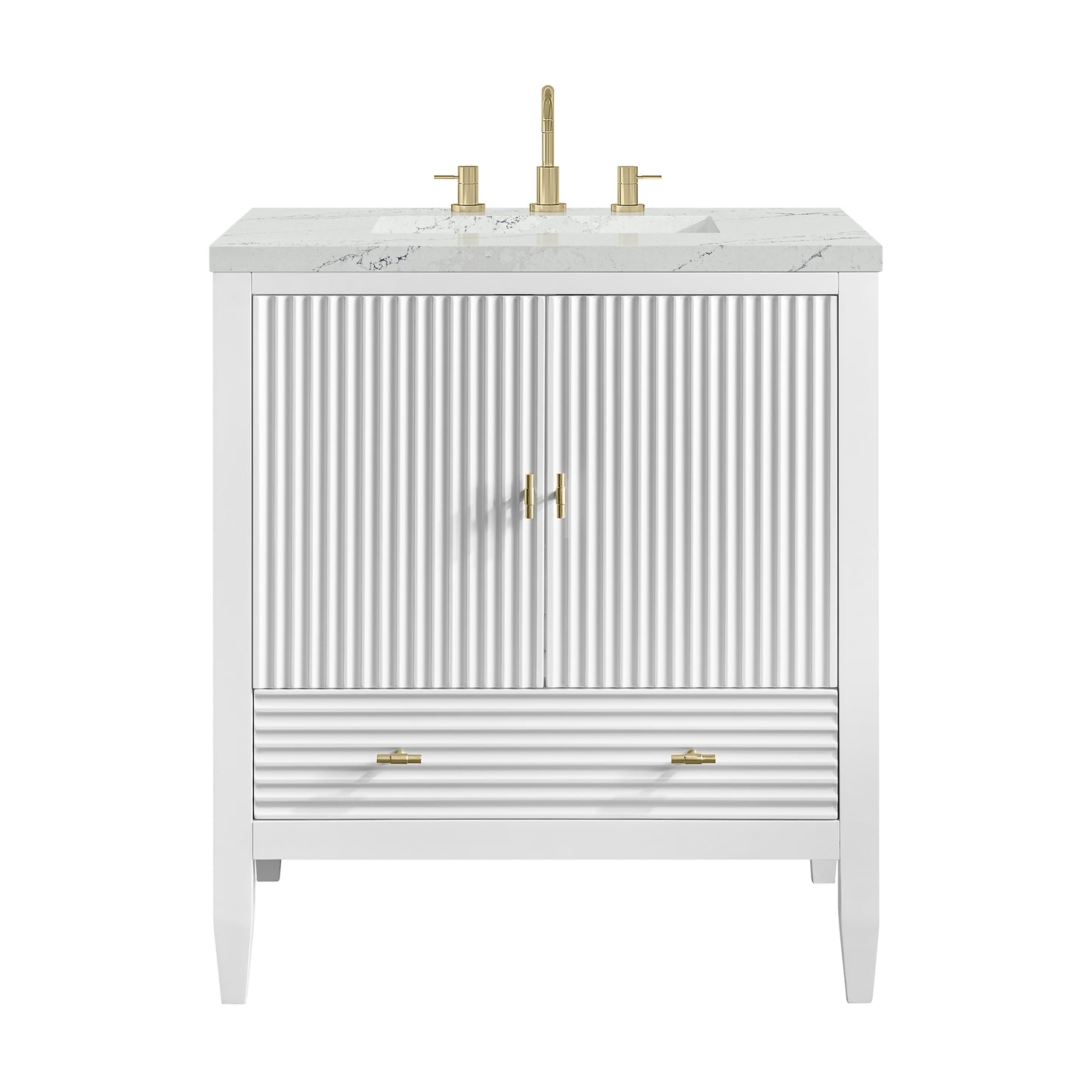 Renovate for Less Atlanta Myrrin 30" Single Vanity, Bright White w/ 3 CM Ethereal Noctis Silestone Top