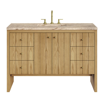 Renovate for Less Atlanta Hudson 48" Single Vanity, Light Natural Oak, w/ 3 CM Tajnar Eclos Top