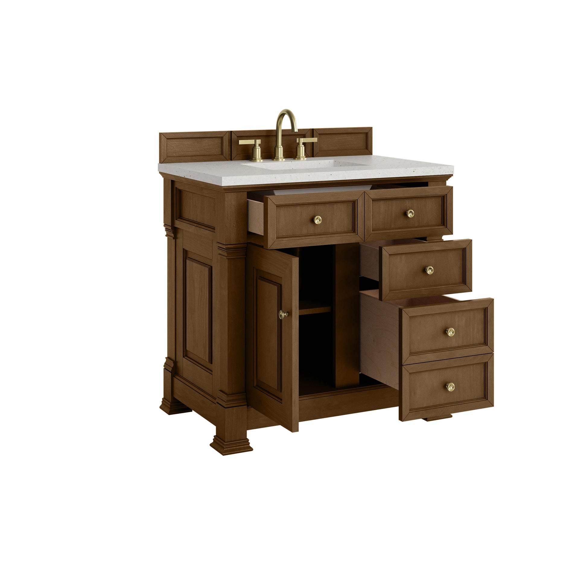 Renovate for Less Atlanta Brookfield 36" Single Vanity, Honey Oak w/ 3 CM Lime Delight Silestone Top