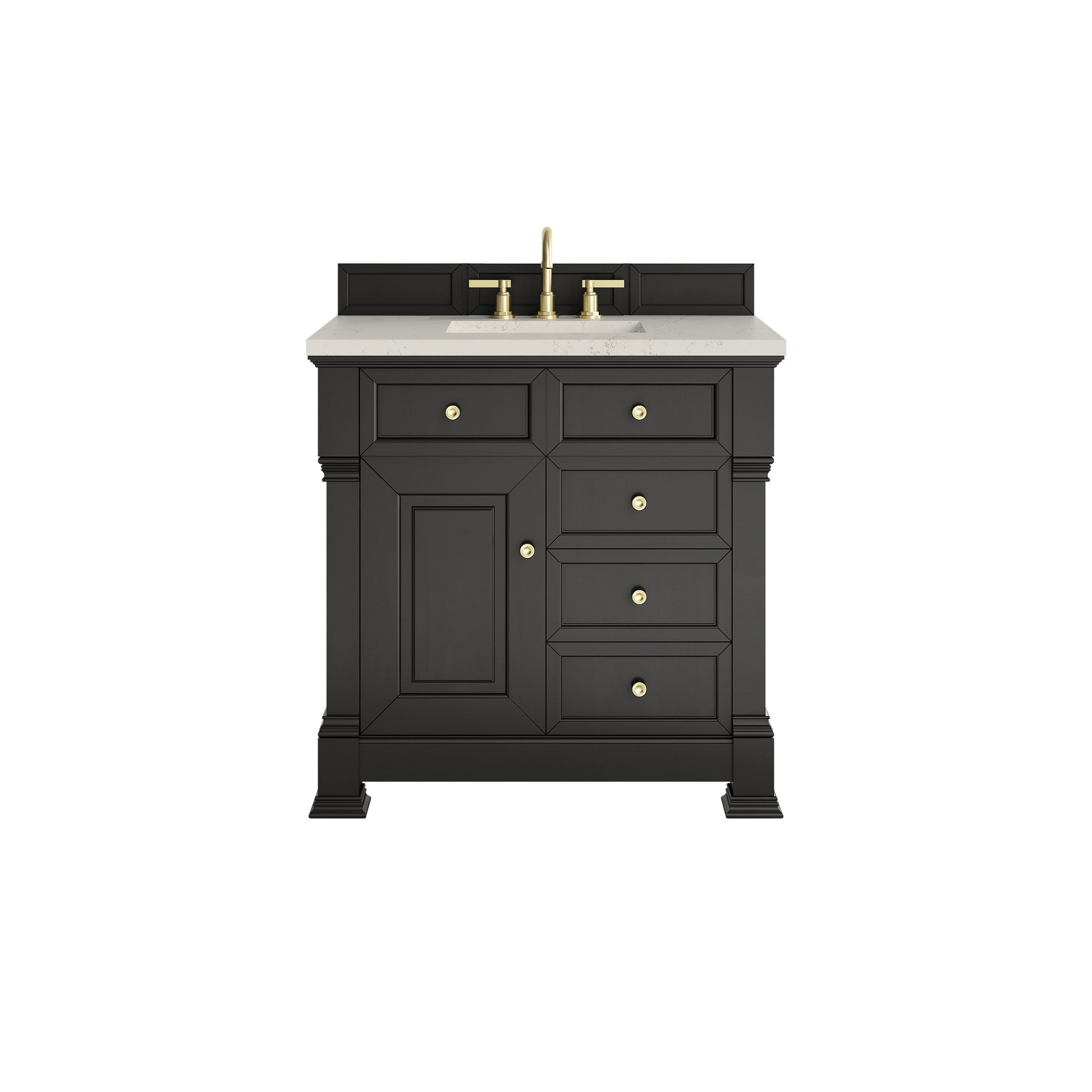 Renovate for Less Atlanta Brookfield 36" Single Vanity, Black Onyx, w/ 3 CM Siberian Silestone Top