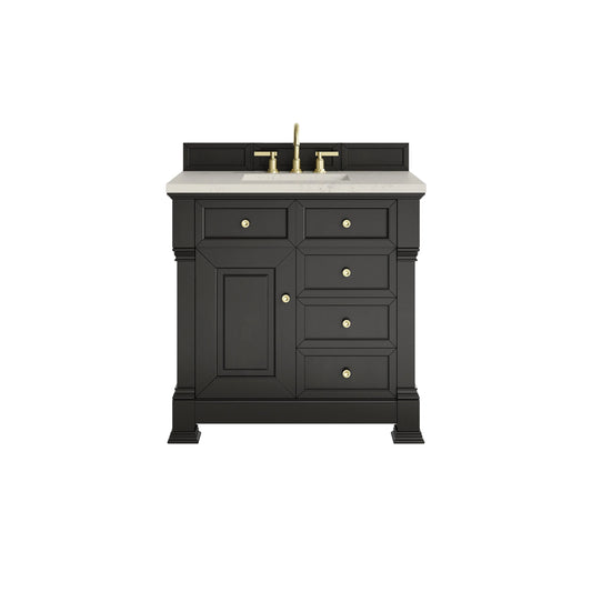 Brookfield 36" Single Vanity, Black Onyx, w/ 3 CM Siberian Silestone Top