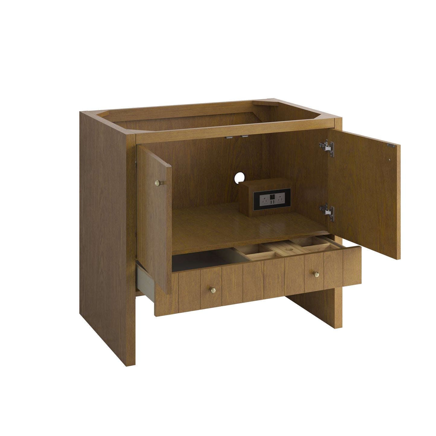 Renovate for Less Atlanta Hudson 36" Single Vanity, Honey Oak w/ 3 CM Charcoal Soapstone Silestone Top