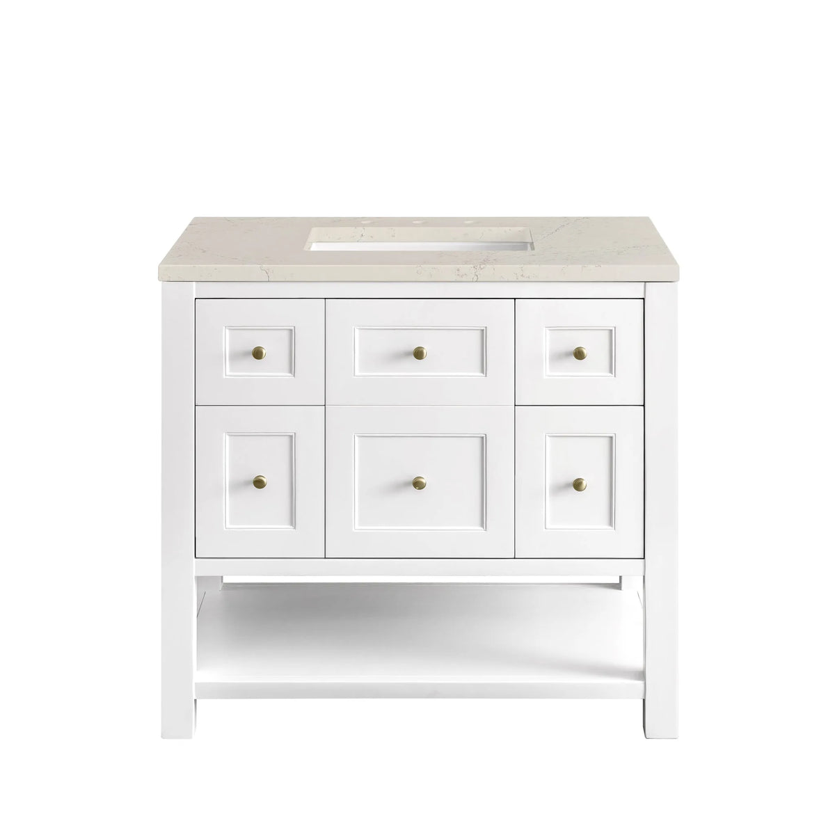 Breckenridge 36" Single Vanity, Bright White, w/ 3 CM Siberian Silestone Top