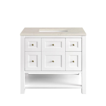 Breckenridge 36" Single Vanity, Bright White, w/ 3 CM Siberian Silestone Top