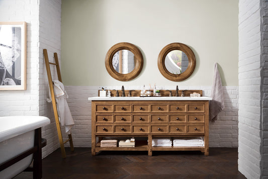 Malibu 72" Double Vanity, Honey Alder w/ 3 CM Classic White Quartz Top James Martin Vanities