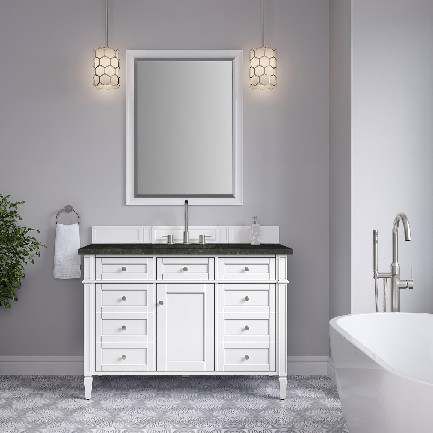 Renovate for Less Atlanta Brittany 48" Single Vanity in Bright White, w/ 3 CM Phantome Eclos Top