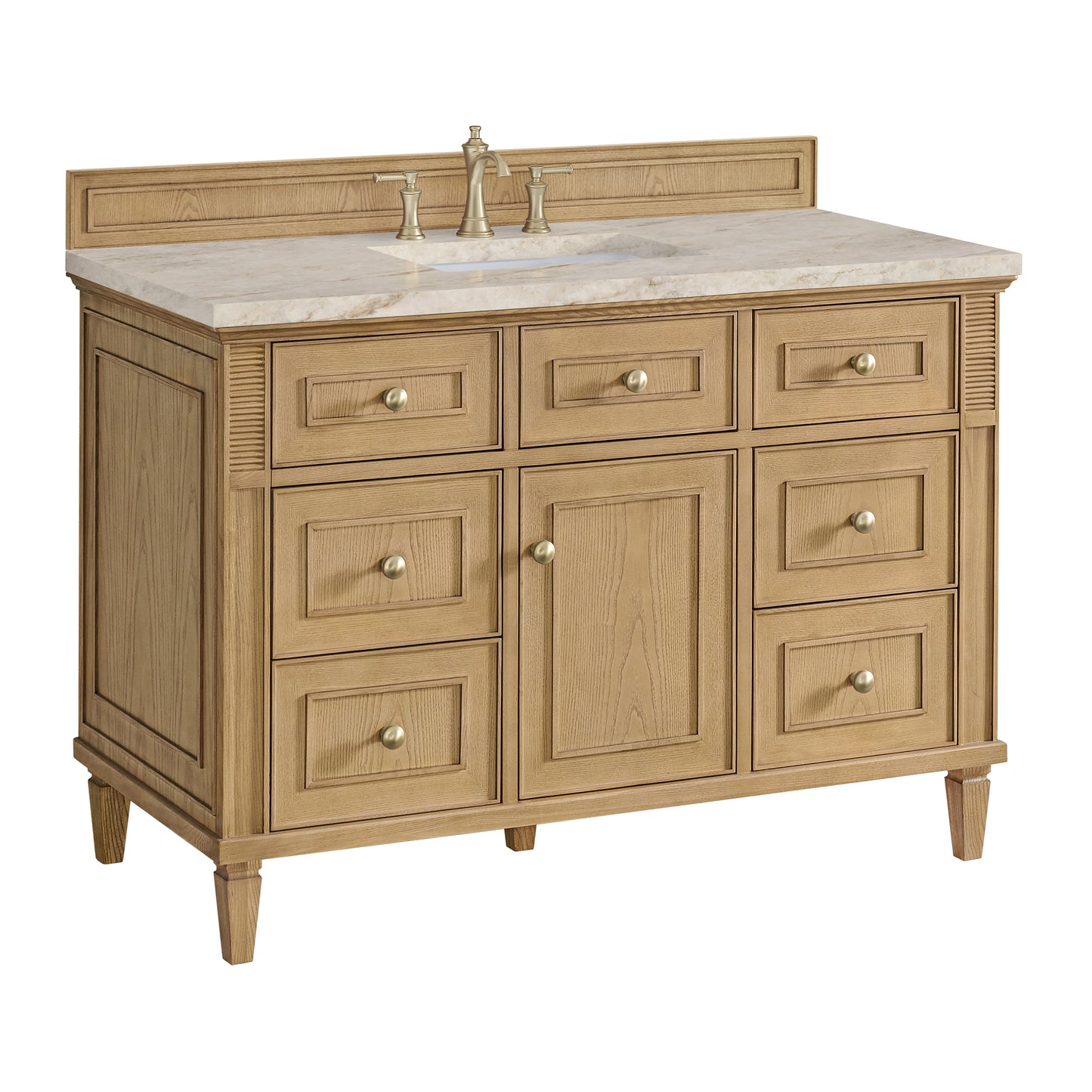 Renovate for Less Atlanta Lorelai 48" Single Vanity, Light Natural Oak, w/ 3 CM Tajnar Eclos Top