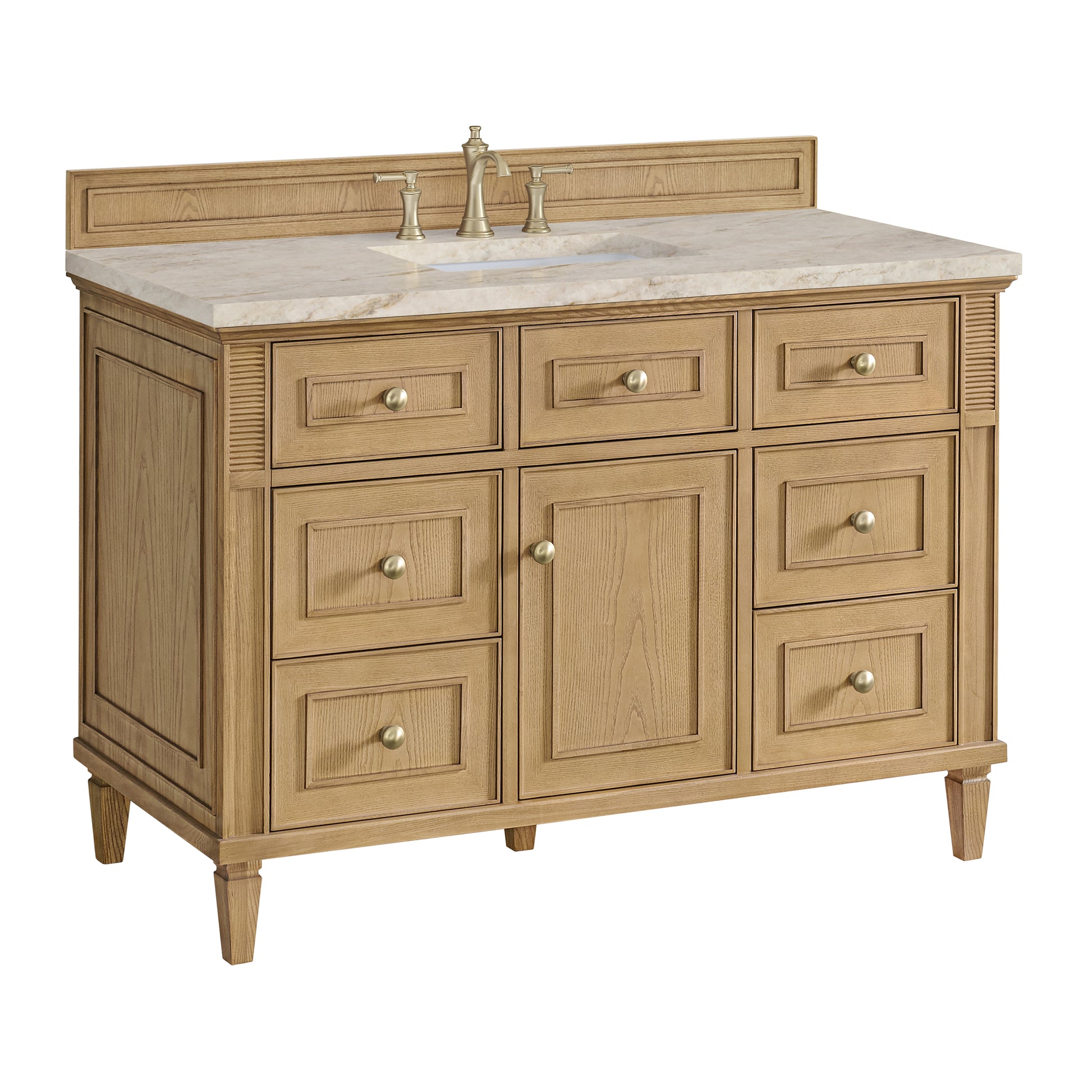 Renovate for Less Atlanta Lorelai 48" Single Vanity, Light Natural Oak, w/ 3 CM Tajnar Eclos Top