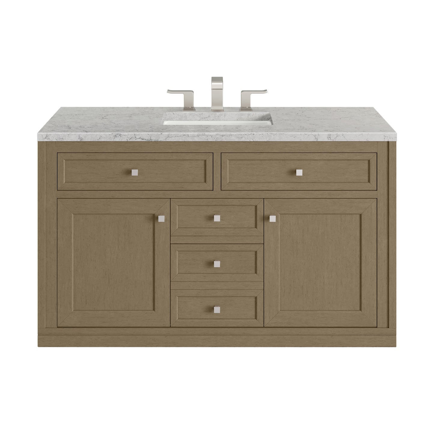 Renovate for Less Atlanta Chicago 48" Single Vanity, Walnut Whisper, w/ 3 CM Eternal Jasmine Pearl Silestone® Top