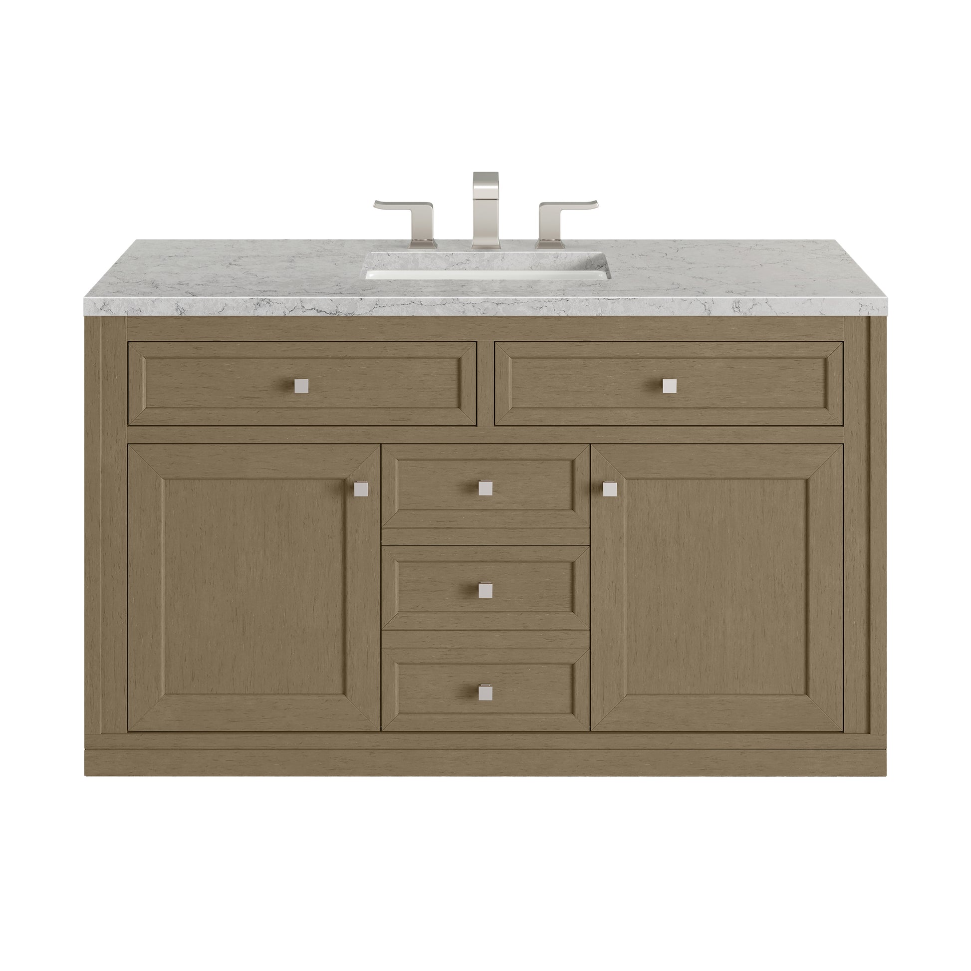 Renovate for Less Atlanta Chicago 48" Single Vanity, Walnut Whisper, w/ 3 CM Eternal Jasmine Pearl Silestone® Top