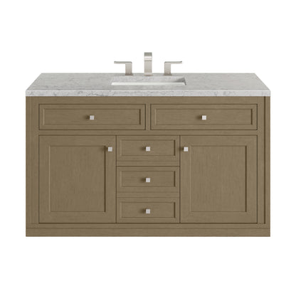 Renovate for Less Atlanta Chicago 48" Single Vanity, Walnut Whisper, w/ 3 CM Eternal Jasmine Pearl Silestone® Top