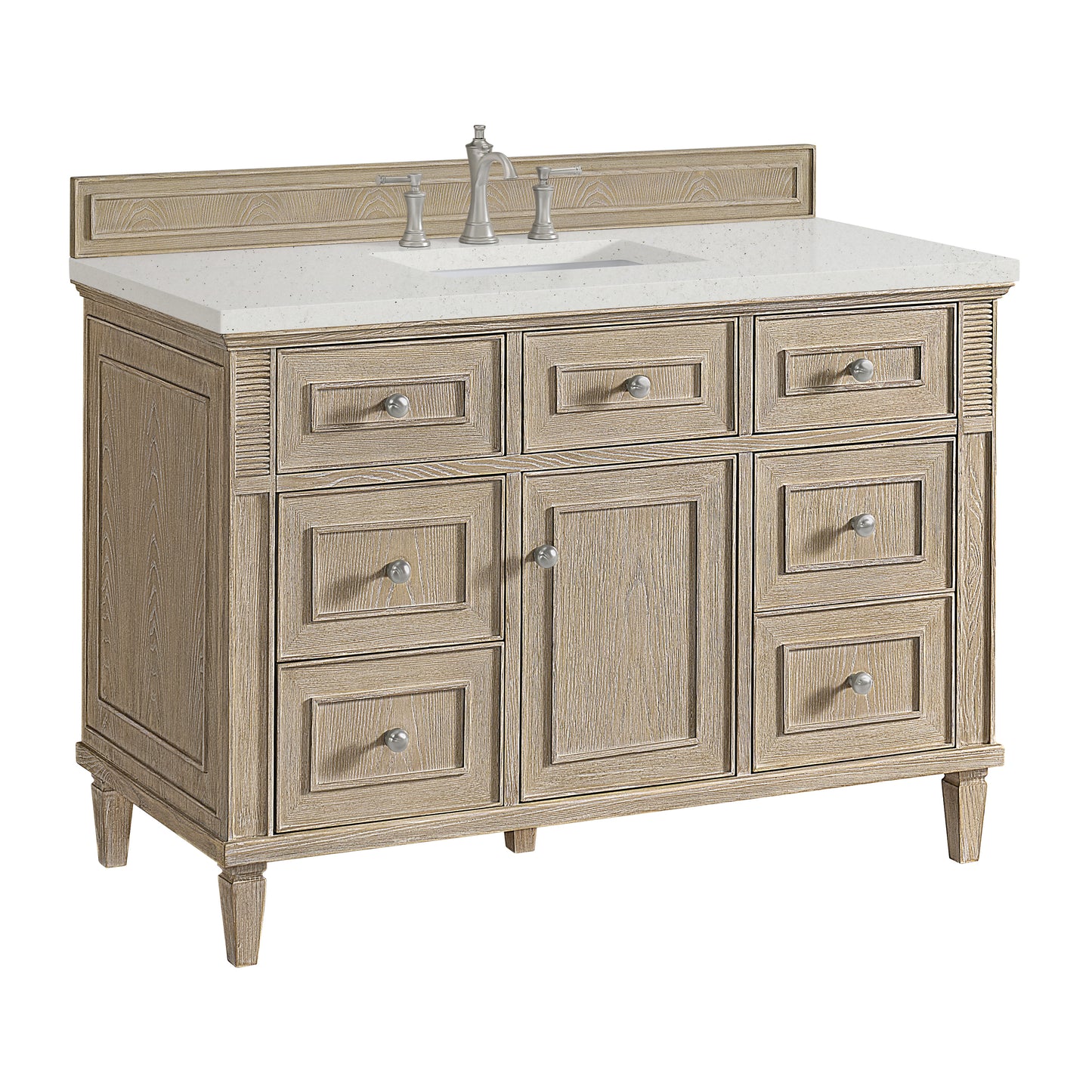 Renovate for Less Atlanta Lorelai 48" Single Vanity, Whitewashed Oak w/ 3 CM Lime Delight Silestone Top