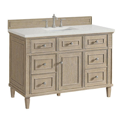 Renovate for Less Atlanta Lorelai 48" Single Vanity, Whitewashed Oak w/ 3 CM Lime Delight Silestone Top