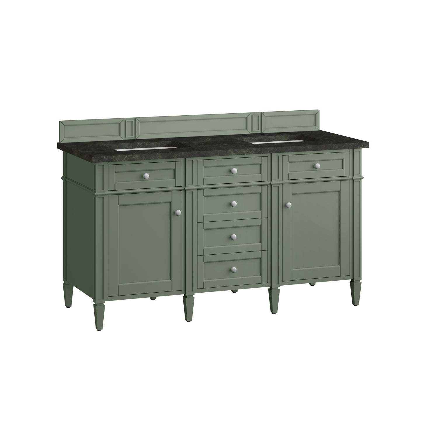 Renovate for Less Atlanta Brittany 60" Double Vanity, Smokey Celadon, w/ 3 CM Phantome Eclos Top