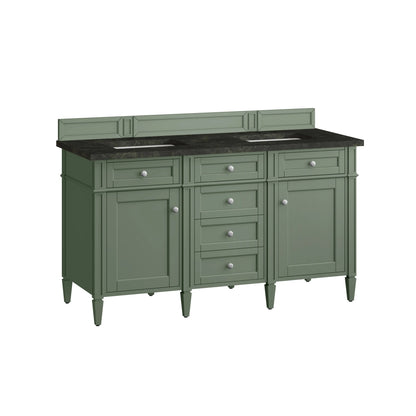 Brittany 60" Double Vanity, Smokey Celadon, w/ 3 CM Phantome Eclos Top