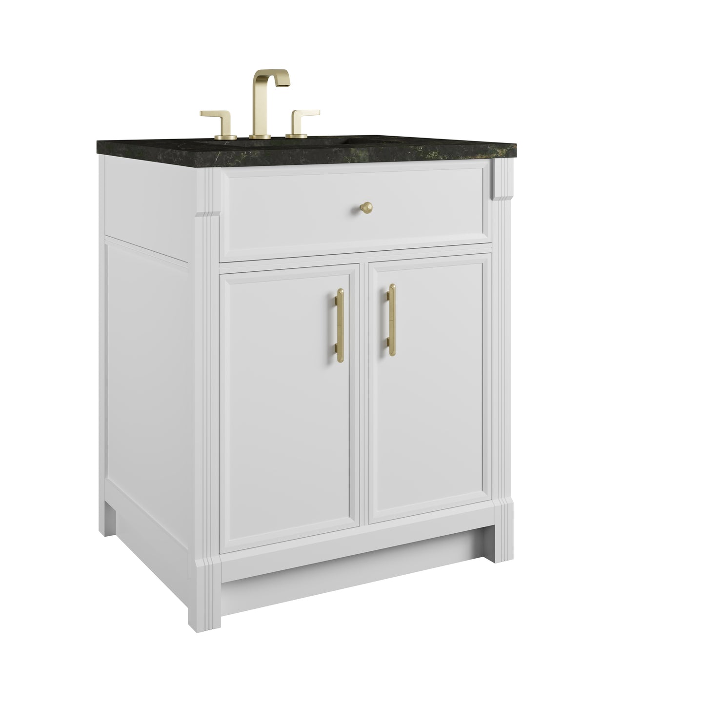 Renovate for Less Atlanta Bellshire 30" Single Vanity, Bright White w/ 3 CM Phantome Eclos Top