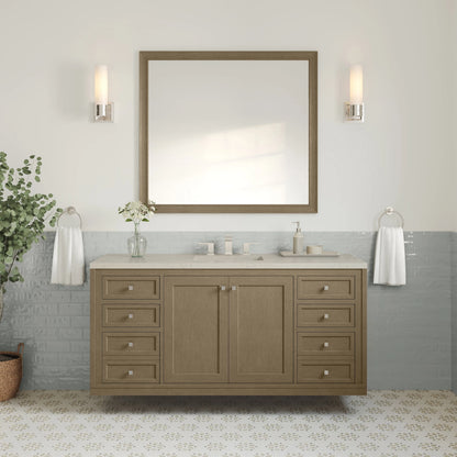 Chicago 60" Single Vanity, Walnut Whisper, w/ 3 CM Siberian Silestone Top