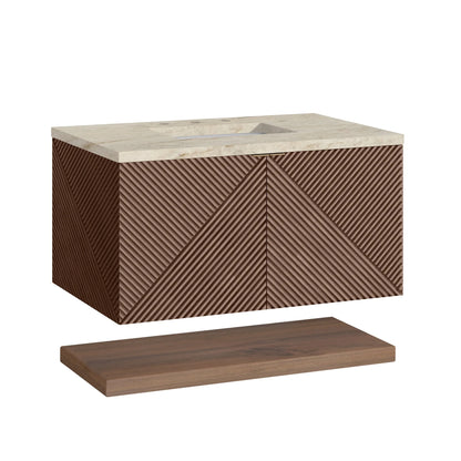 Marcello 36" Single Vanity, Chestnut, w/ 3 CM Tajnar Eclos Top