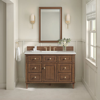 Renovate for Less Atlanta Lorelai 48" Single Vanity, Mid-Century Walnut w/ 3 CM Lime Delight Silestone Top