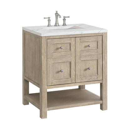 Renovate for Less Atlanta Breckenridge 30" Single Vanity, Whitewashed Oak w/ 3 CM Ethereal Noctis Silestone Top