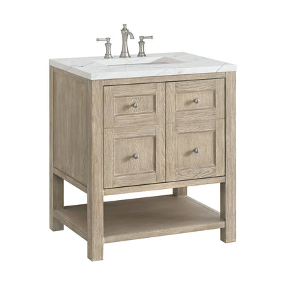 Breckenridge 30" Single Vanity, Whitewashed Oak w/ 3 CM Ethereal Noctis Silestone Top
