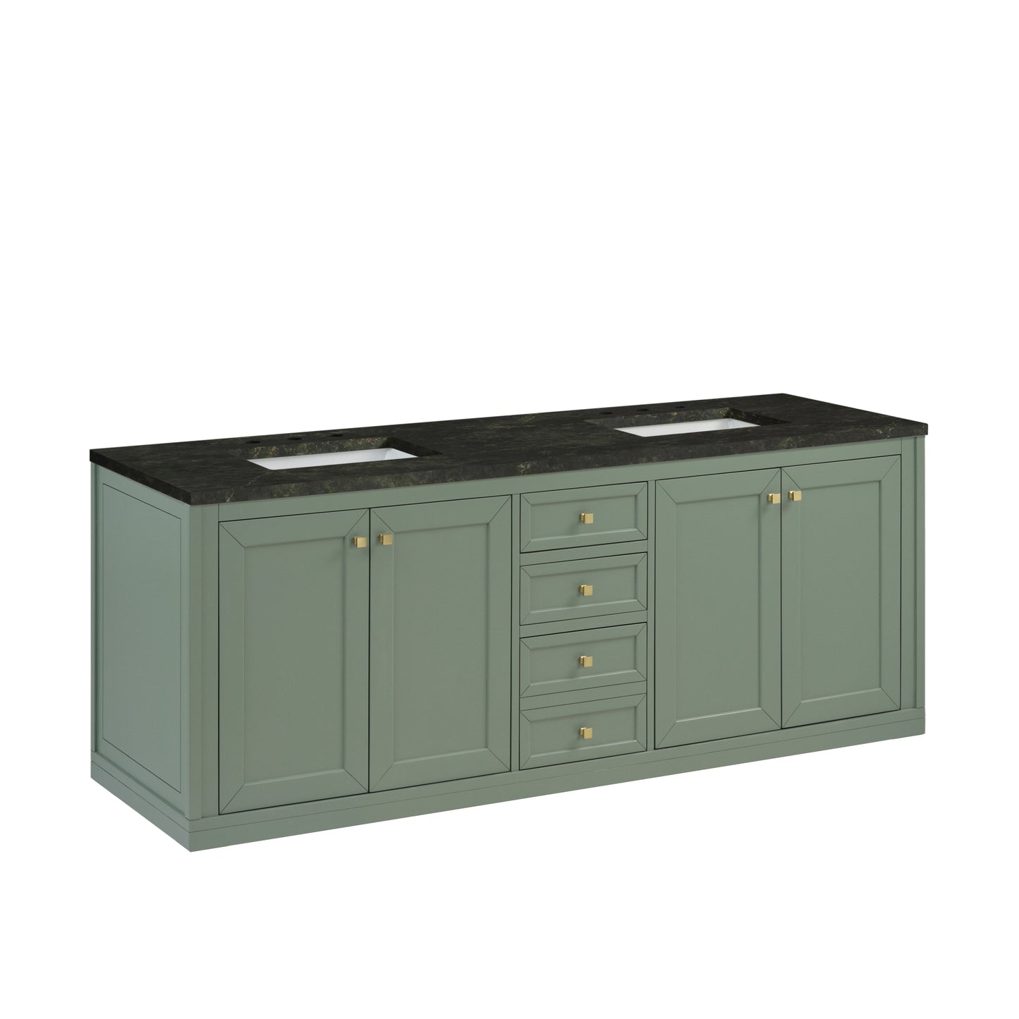 Renovate for Less Atlanta Chicago 72" Double Vanity, Smokey Celadon, w/ 3 CM Phantome Eclos Top
