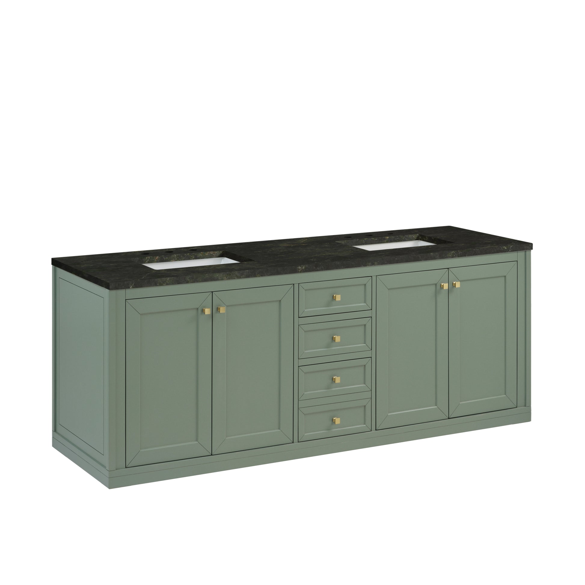 Renovate for Less Atlanta Chicago 72" Double Vanity, Smokey Celadon, w/ 3 CM Phantome Eclos Top
