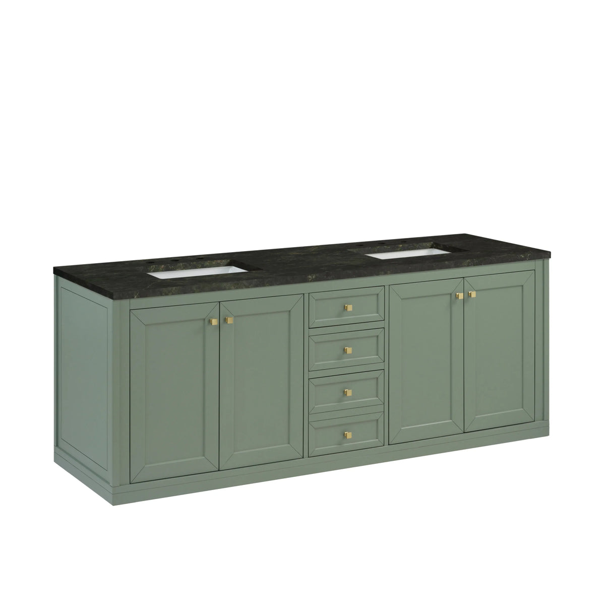 Chicago 72" Double Vanity, Smokey Celadon, w/ 3 CM Phantome Eclos Top