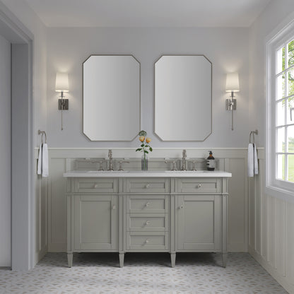 Renovate for Less Atlanta Brittany 60" Double Vanity, Urban Gray w/ 3 CM White Zeus Silestone Top