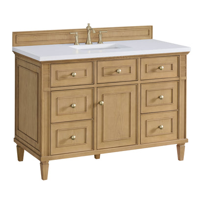 Renovate for Less Atlanta Lorelai 48" Single Vanity, Light Natural Oak w/ 3 CM White Zeus Silestone Top