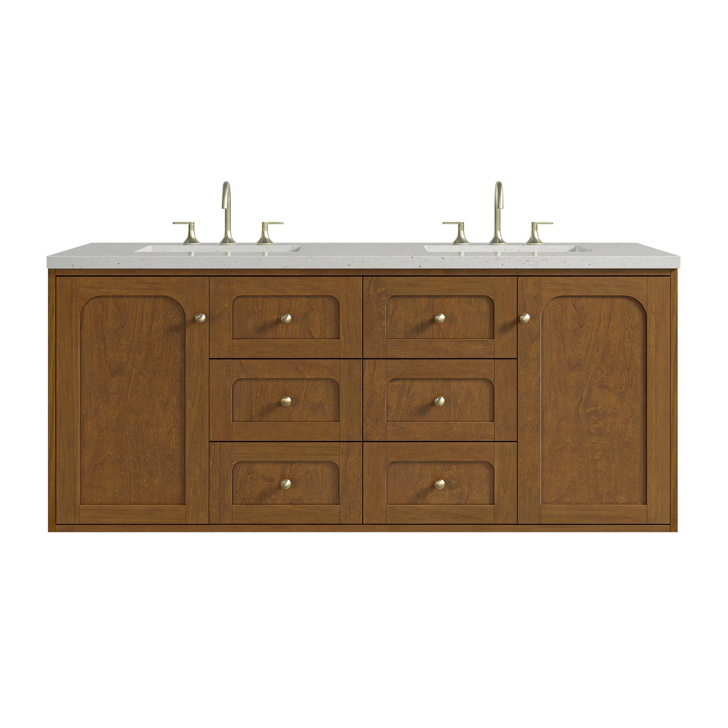 Renovate for Less Atlanta Laurent 60" Double Vanity, Honey Oak w/ 3 CM Lime Delight Silestone Top