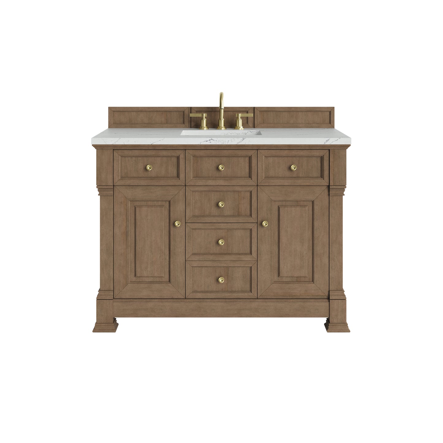 Renovate for Less Atlanta Brookfield 48" Single Vanity, Pecan w/ 3 CM Ethereal Noctis Silestone Top