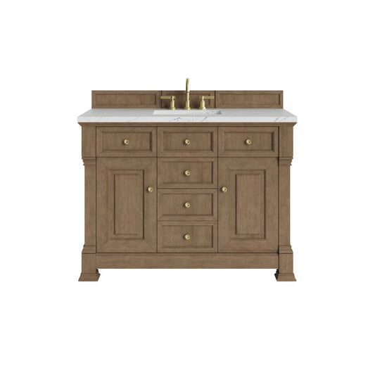 Brookfield 48" Single Vanity, Pecan w/ 3 CM Ethereal Noctis Silestone Top