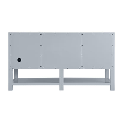Renovate for Less Atlanta Breckenridge 60" Double Vanity, Serenity Blue, w/ 3 CM Eternal Jasmine Pearl Quartz Top w/FreePower Wireless Charger