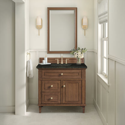 Renovate for Less Atlanta Lorelai 36" Single Vanity, Mid-Century Walnut, w/ 3 CM Phantome Eclos Top