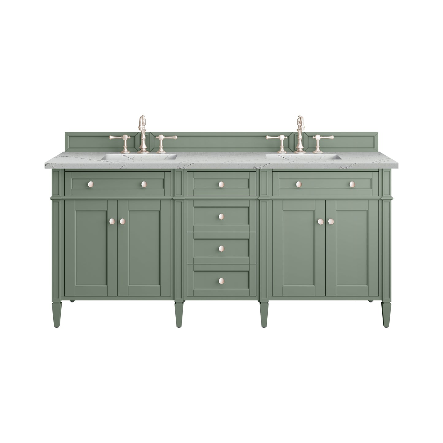 Renovate for Less Atlanta Brittany 72" Double Vanity, Smokey Celadon w/ 3 CM Ethereal Noctis Top w/FreePower Wireless Charger